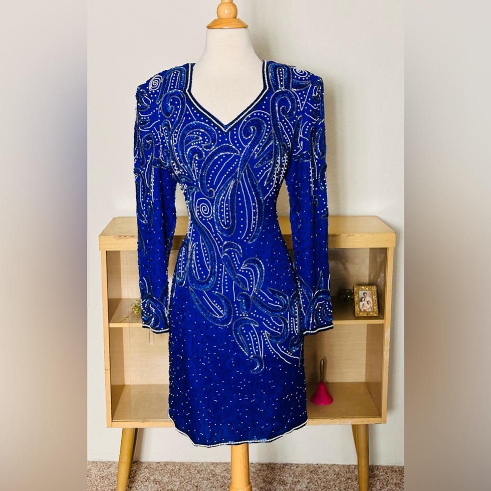 Vintage Stenay 100% Silk Sequins Dress, 10